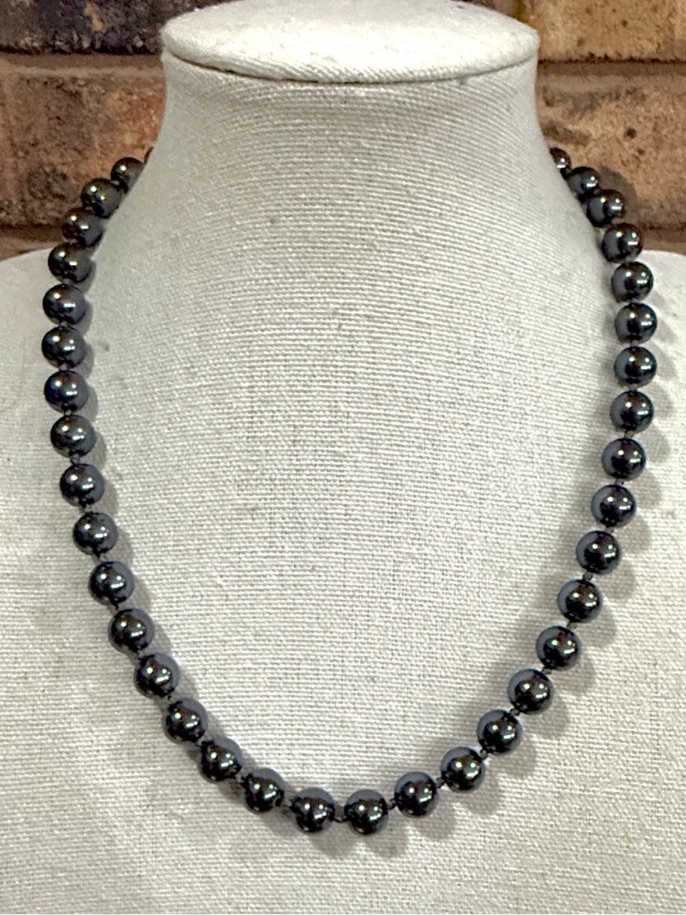 Talbots faux pearl steel grey pearl necklace